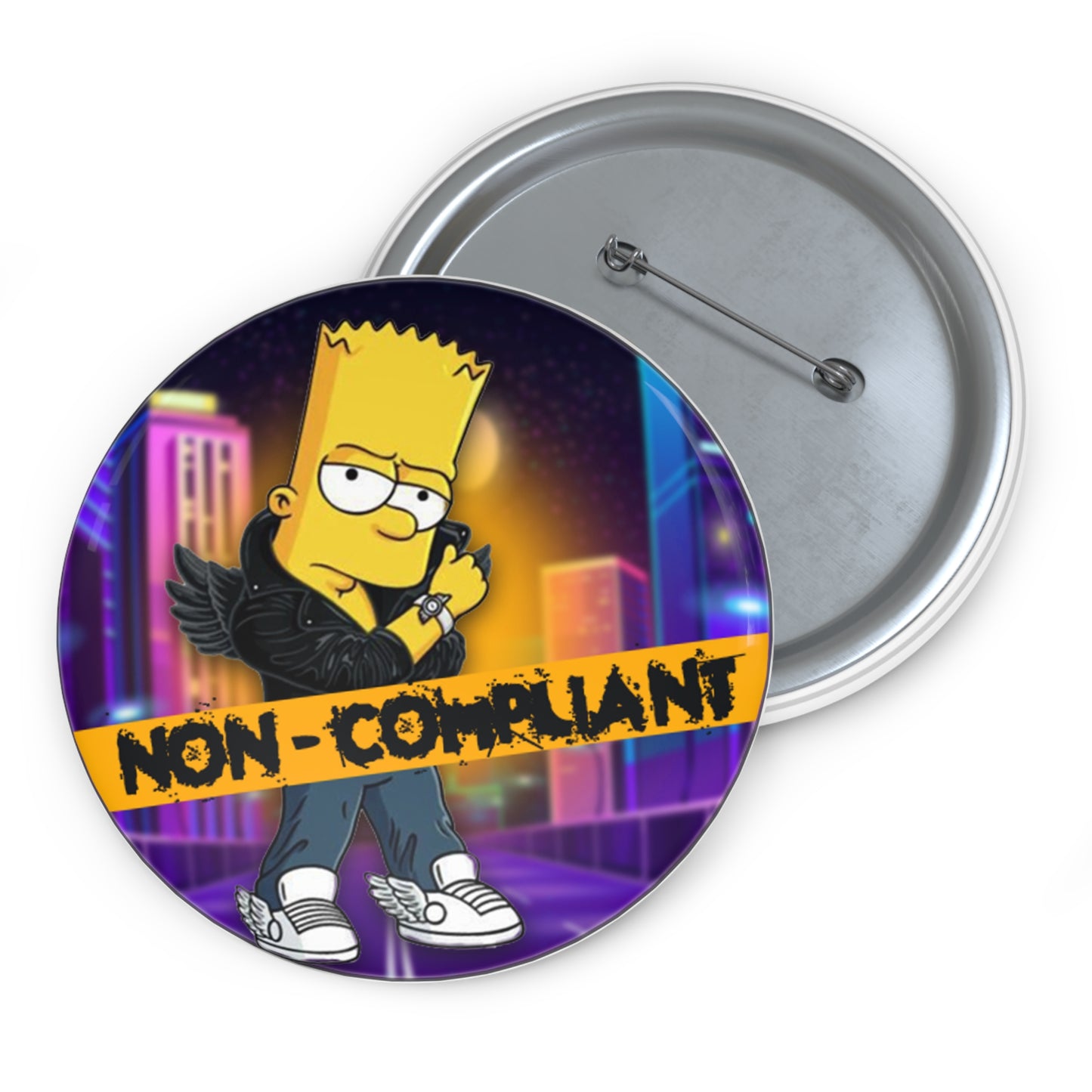 BART SIMPSON "NON-COMPLIANT" BUTTON