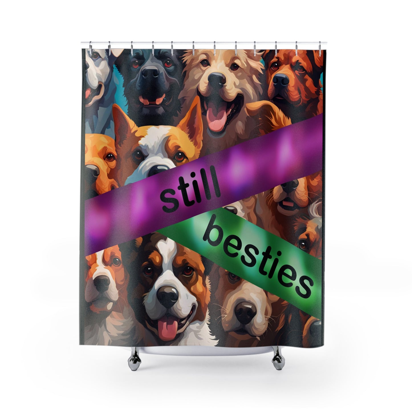 "STILL BESTIES" - Autism Love Language - Dogs Shower Curtains Design #1