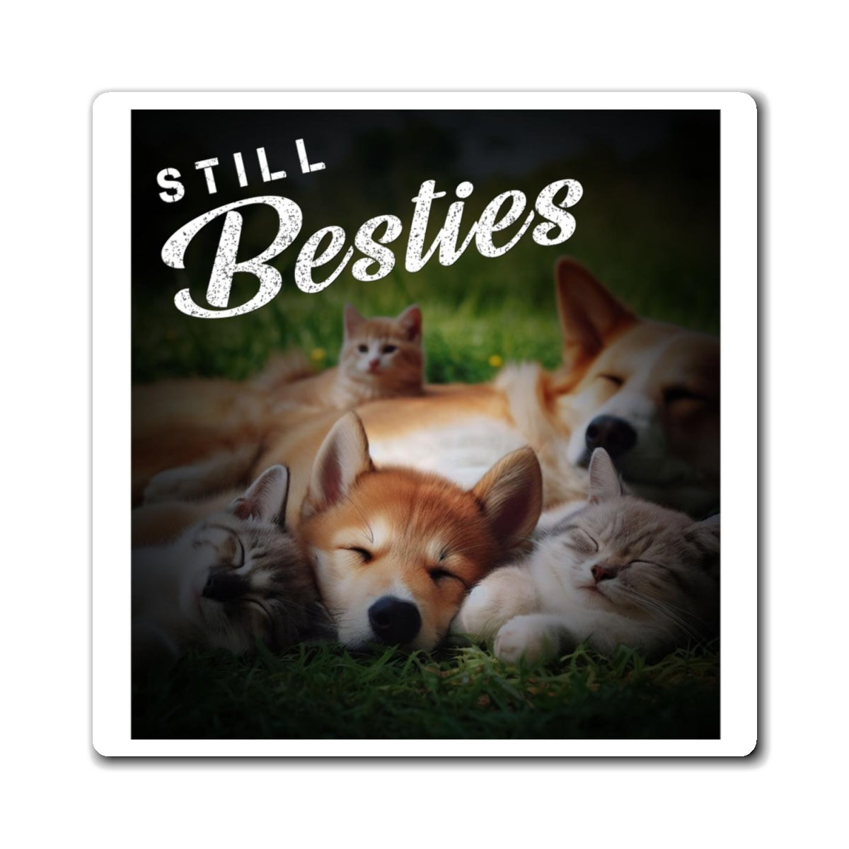"Still Besties" - Autism Love Language - Dogs & Cats Magnet