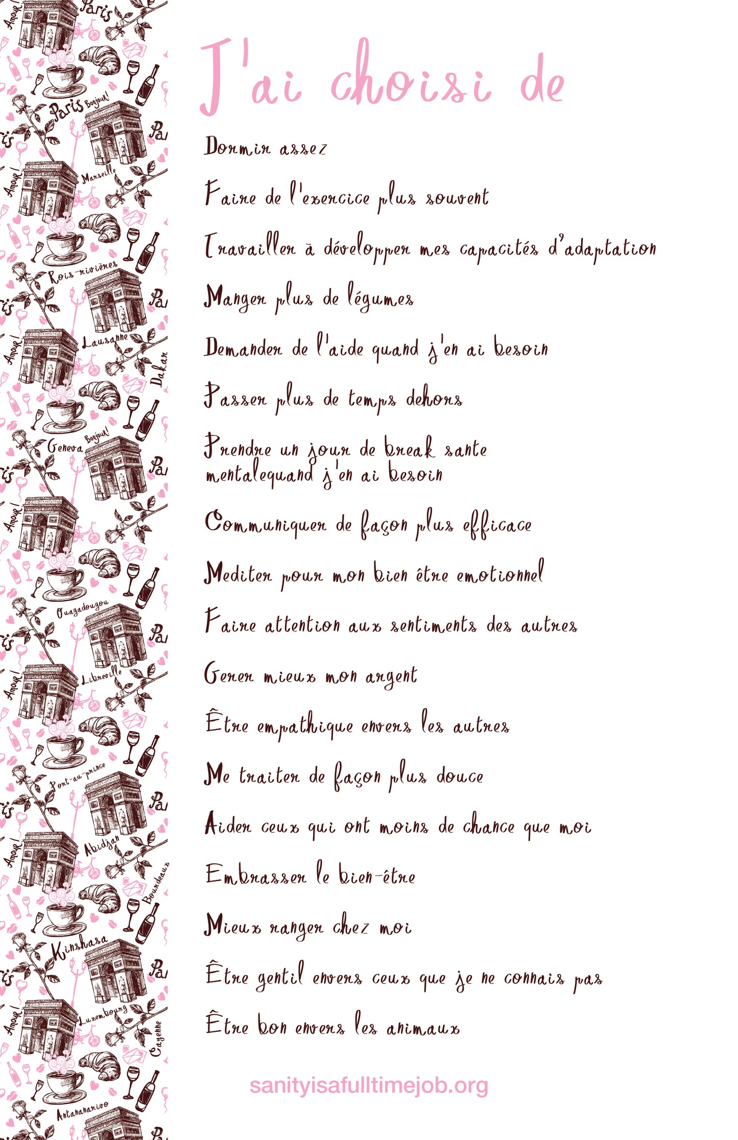 J'ai choisi de Poster Digital Download