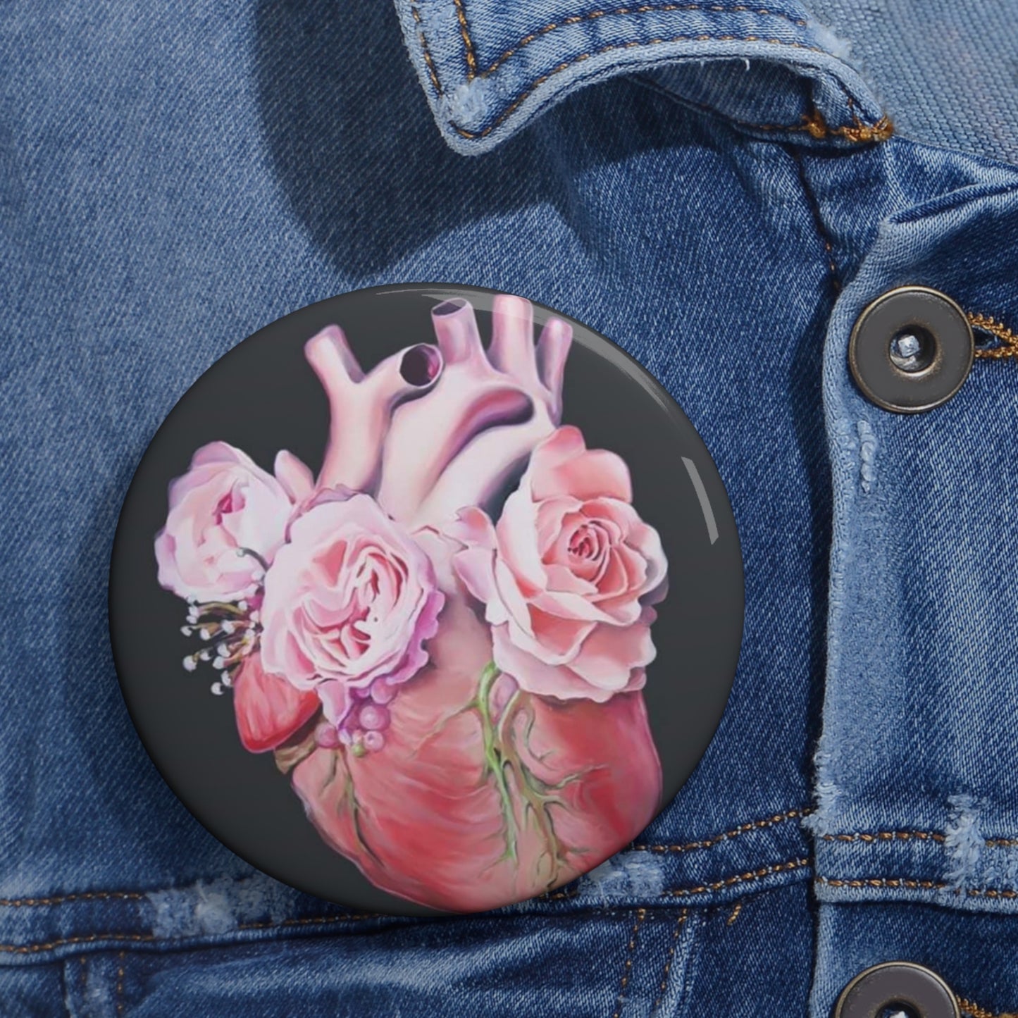 Heart Flower Button