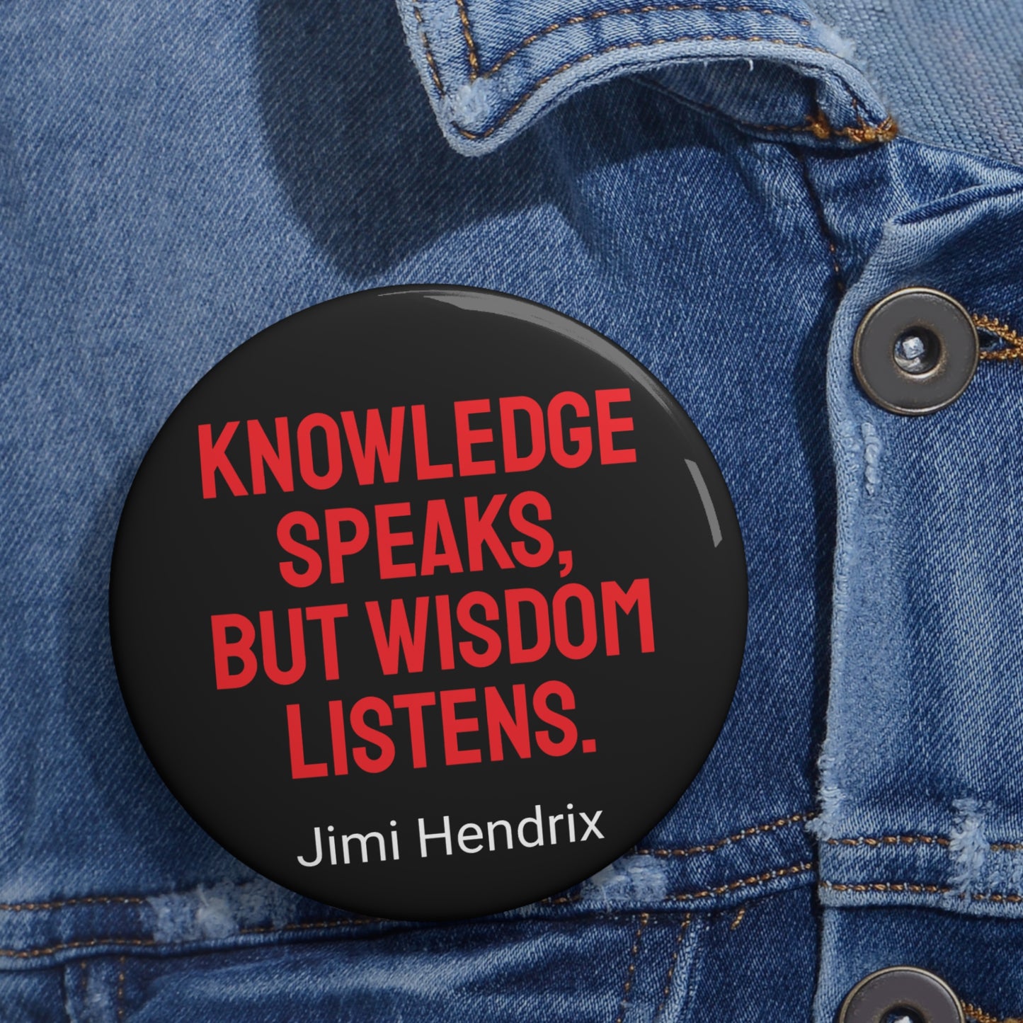 Knowledge Speaks, But Wisdom Listens Button